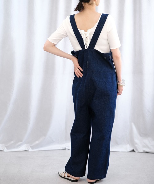 ＡＮＤＪ（アンドジェイ）の「バックレースアップラウンドネックテレコトップス（Tシャツ/カットソー・レディース・モカ/オフホワイト/ブラック・M）」の9枚目の写真