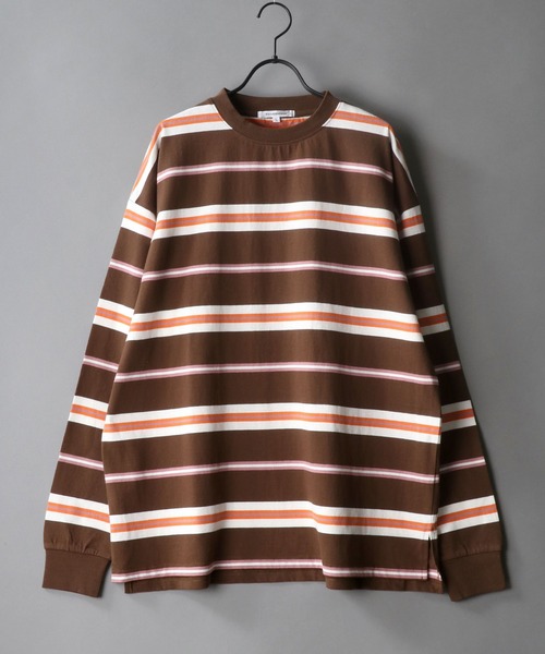 SITRY(シトリー)の「Loose silhouette Heavy weight multi border rib T-shirt/ルーズシルエット ヘビーウェイト マルチボーダー リブ Tシャツ(Tシャツ/カットソー・メンズ・チャコールグレー/オレンジ/グリーン・M/L)」の3枚目の写真