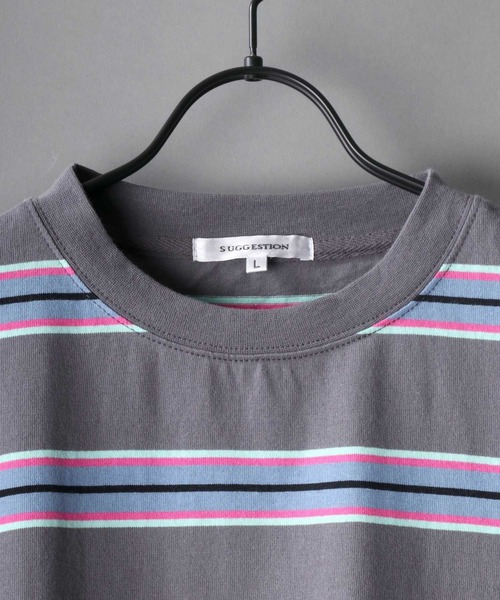 SITRY(シトリー)の「Loose silhouette Heavy weight multi border rib T-shirt/ルーズシルエット ヘビーウェイト マルチボーダー リブ Tシャツ(Tシャツ/カットソー・メンズ・チャコールグレー/オレンジ/グリーン・M/L)」の4枚目の写真