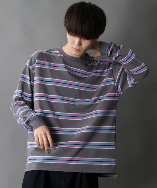 SITRY(シトリー)の「Loose silhouette Heavy weight multi border rib T-shirt/ルーズシルエット ヘビーウェイト マルチボーダー リブ Tシャツ(Tシャツ/カットソー・メンズ・チャコールグレー/オレンジ/グリーン・M/L)」の10枚目の写真