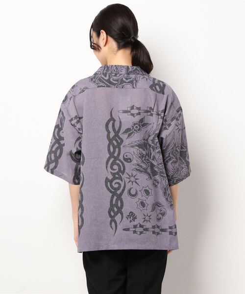 MOUSSY（マウジー）の「BANDANA OVERSIZED シャツ（シャツ/ブラウス・レディース・ライトブラック/アイボリー/パープル・FREE）」の5枚目の写真