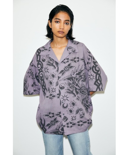 MOUSSY（マウジー）の「BANDANA OVERSIZED シャツ（シャツ/ブラウス・レディース・ライトブラック/アイボリー/パープル・FREE）」の19枚目の写真