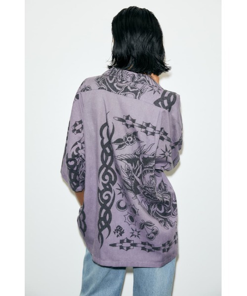 MOUSSY（マウジー）の「BANDANA OVERSIZED シャツ（シャツ/ブラウス・レディース・ライトブラック/アイボリー/パープル・FREE）」の10枚目の写真