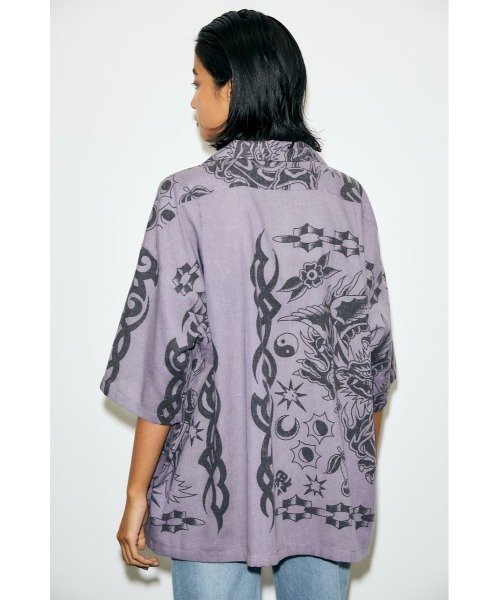 MOUSSY（マウジー）の「BANDANA OVERSIZED シャツ（シャツ/ブラウス・レディース・ライトブラック/アイボリー/パープル・FREE）」の7枚目の写真