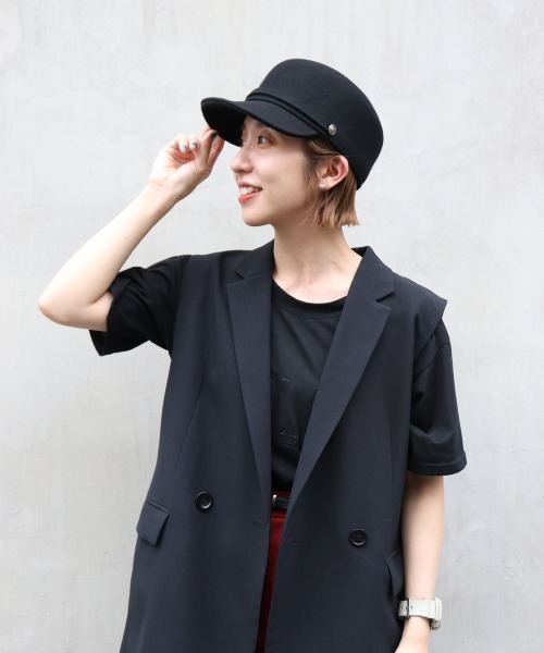milsa(ミルサ)の「milsa WL Felt DegaulleCap(キャスケット・レディース・ブラック/ネイビー/グレー・57cm)」の5枚目の写真