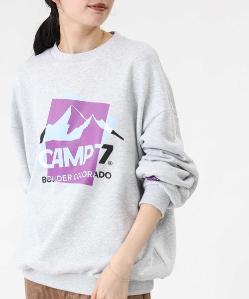 CAMP7（キャンプセブン）の「【CAMP7】重ねプリントロゴスウェット（スウェット・レディース・ライトグレー/ブラック/ベージュ・S/M/L）」の3枚目の写真