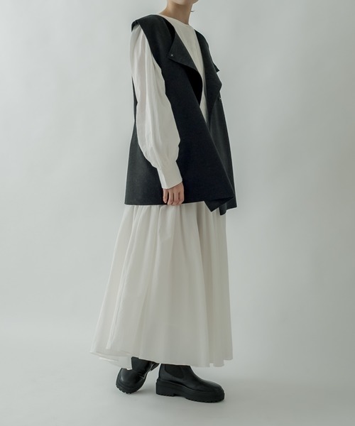 mystic(ミスティック)の「ベルト付起毛ジレ / ロングベスト(テーラードジャケット・レディース・チャコールグレー/ネイビー/アイボリー・FREE)」の21枚目の写真