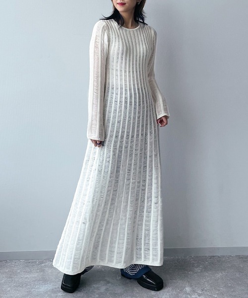 PAGEBOY（ページボーイ）の「スノウメッシュアミニットワンピース（ワンピース・レディース・オフホワイト/ブラック・FREE）」の7枚目の写真