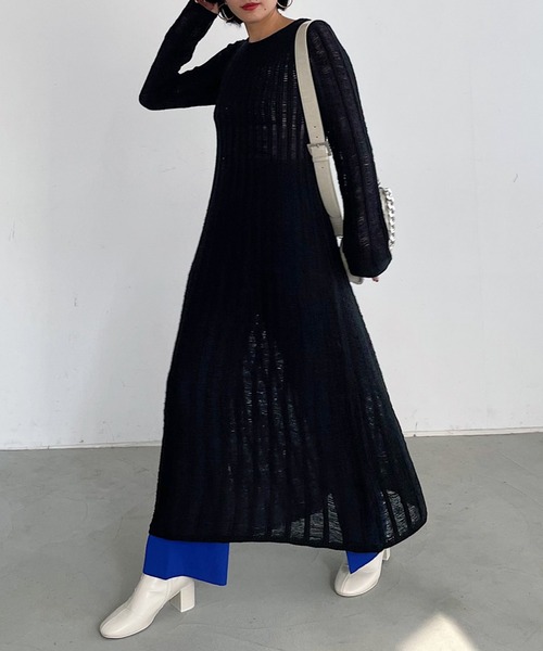 PAGEBOY（ページボーイ）の「スノウメッシュアミニットワンピース（ワンピース・レディース・オフホワイト/ブラック・FREE）」の4枚目の写真