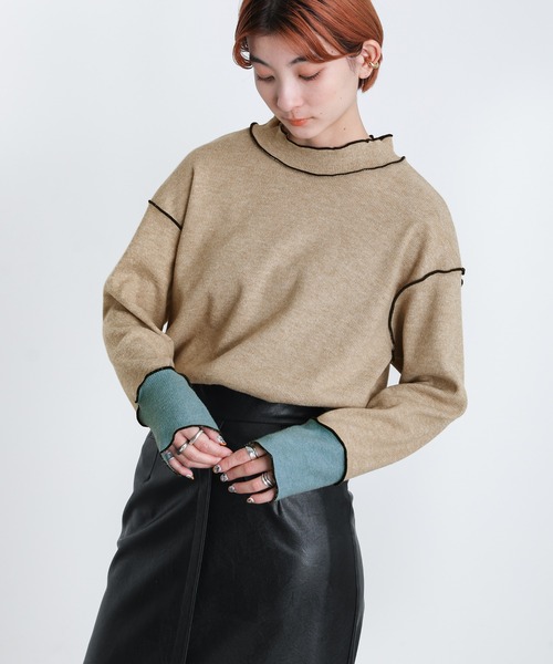 2022 SS プチハイネックバイカラーリブカットソー（Tシャツ/カットソー