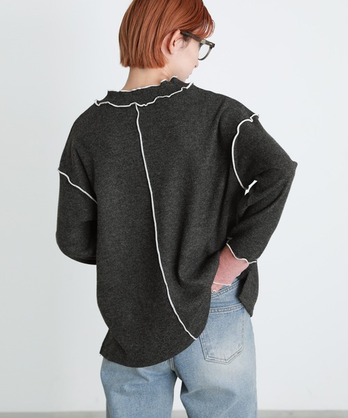 select MOCA（セレクトモカ）の「2022 SS プチハイネックバイカラーリブカットソー（Tシャツ/カットソー・レディース・ブラック/ベージュ・FREE）」の14枚目の写真