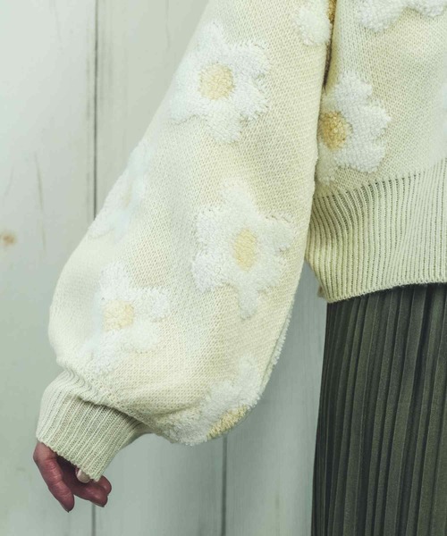 Hamble by Par Avion（ハンブルバイパラビオン）の「フラワーカーデ（カーディガン/ボレロ・レディース・アイボリー/ブラック・ONESIZE）」の16枚目の写真