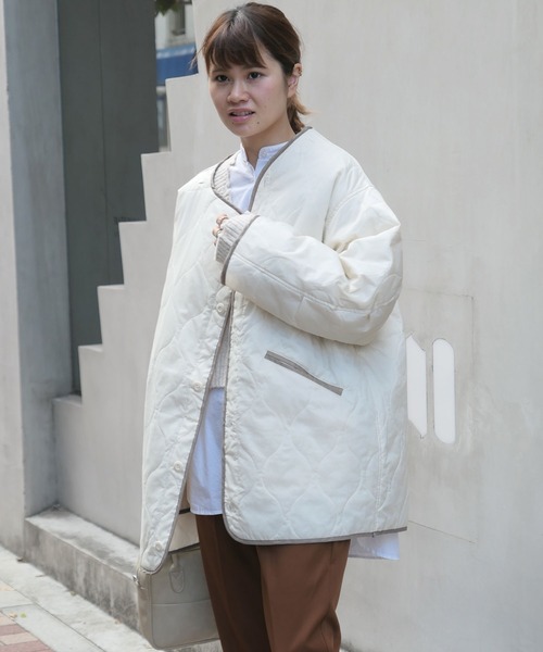 CORNERS（コーナーズ）の「キルティングライナージャケット（ダウンジャケット/コート・レディース・ブラック/ベージュ/カーキ/アイボリー・M）」の12枚目の写真