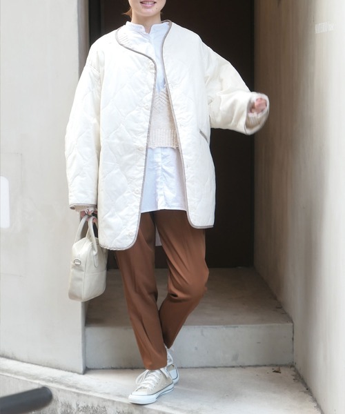 CORNERS（コーナーズ）の「キルティングライナージャケット（ダウンジャケット/コート・レディース・ブラック/ベージュ/カーキ/アイボリー・M）」の16枚目の写真