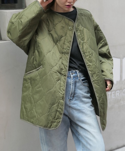 CORNERS（コーナーズ）の「キルティングライナージャケット（ダウンジャケット/コート・レディース・ブラック/ベージュ/カーキ/アイボリー・M）」の5枚目の写真