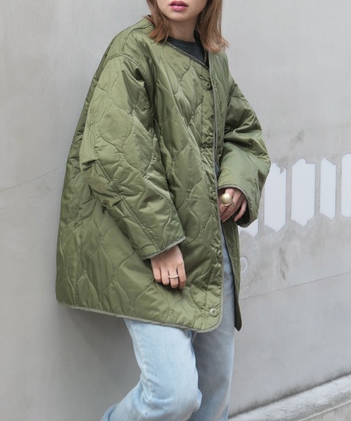 CORNERS（コーナーズ）の「キルティングライナージャケット（ダウンジャケット/コート・レディース・ブラック/ベージュ/カーキ/アイボリー・M）」の7枚目の写真