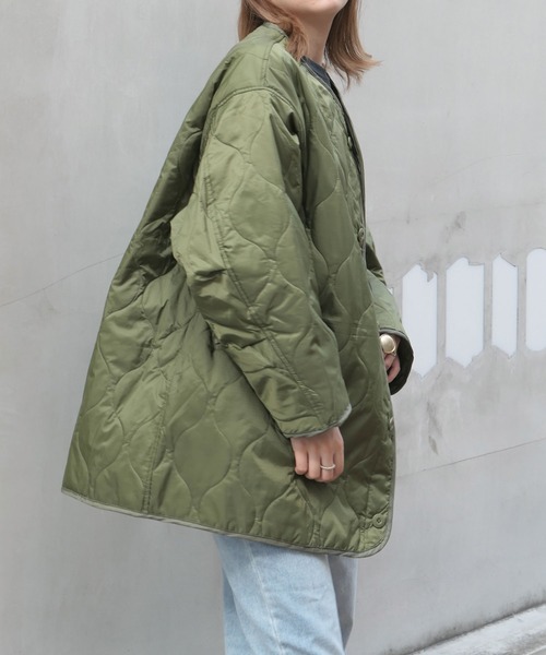 CORNERS（コーナーズ）の「キルティングライナージャケット（ダウンジャケット/コート・レディース・ブラック/ベージュ/カーキ/アイボリー・M）」の10枚目の写真