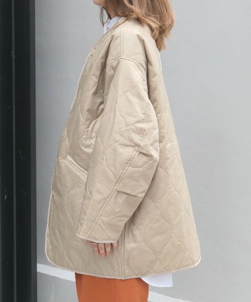 CORNERS（コーナーズ）の「キルティングライナージャケット（ダウンジャケット/コート・レディース・ブラック/ベージュ/カーキ/アイボリー・M）」の17枚目の写真