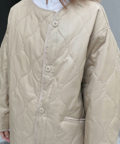CORNERS（コーナーズ）の「キルティングライナージャケット（ダウンジャケット/コート・レディース・ブラック/ベージュ/カーキ/アイボリー・M）」の8枚目の写真