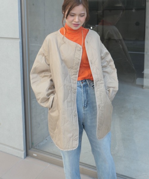 CORNERS（コーナーズ）の「キルティングライナージャケット（ダウンジャケット/コート・レディース・ブラック/ベージュ/カーキ/アイボリー・M）」の22枚目の写真