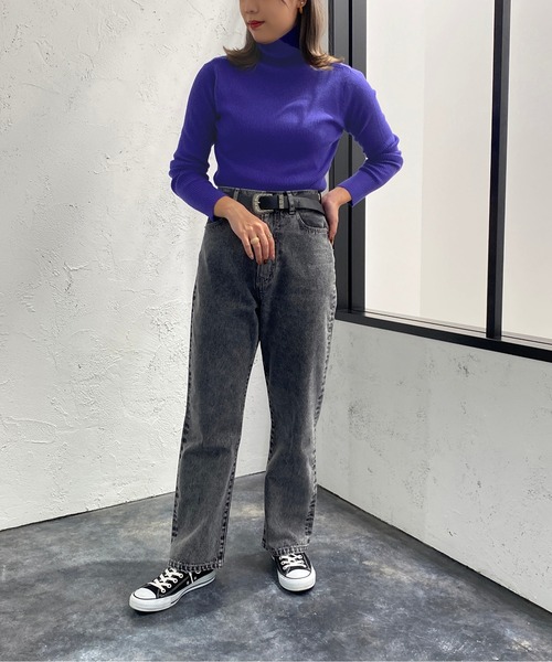 apres jour mignon（アプレジュールミニョン）の「タートルネックリブニット【ZOZOTOWN限定アイテム】（ニット/セーター・レディース・ブルー系その他/アイボリー/ダークブラウン/ダークグリーン/ブラック/グリーン/パープル/オレンジ/グリーン系その他・X-LARGE/フリー）」の19枚目の写真