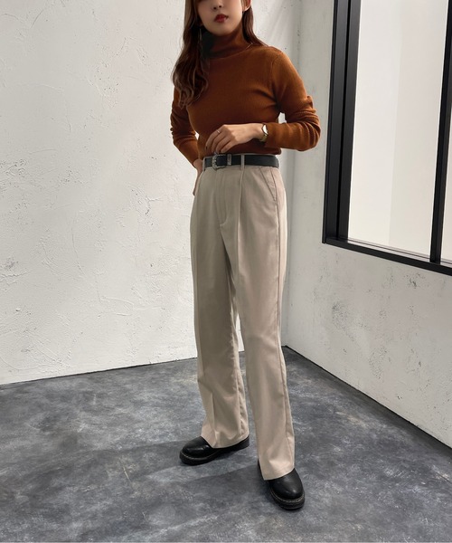 apres jour mignon（アプレジュールミニョン）の「タートルネックリブニット【ZOZOTOWN限定アイテム】（ニット/セーター・レディース・ブルー系その他/アイボリー/ダークブラウン/ダークグリーン/ブラック/グリーン/パープル/オレンジ/グリーン系その他・X-LARGE/フリー）」の12枚目の写真