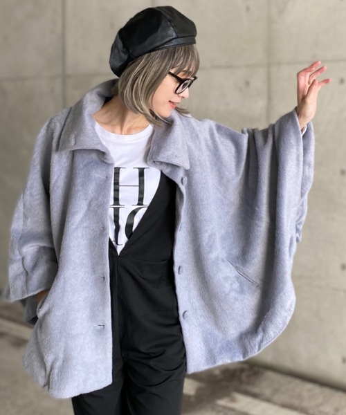 deux amour（ドゥーザムール）の「ポンチョコート（ポンチョ・レディース・ベージュ/グレー/ブラック・MEDIUM）」の3枚目の写真