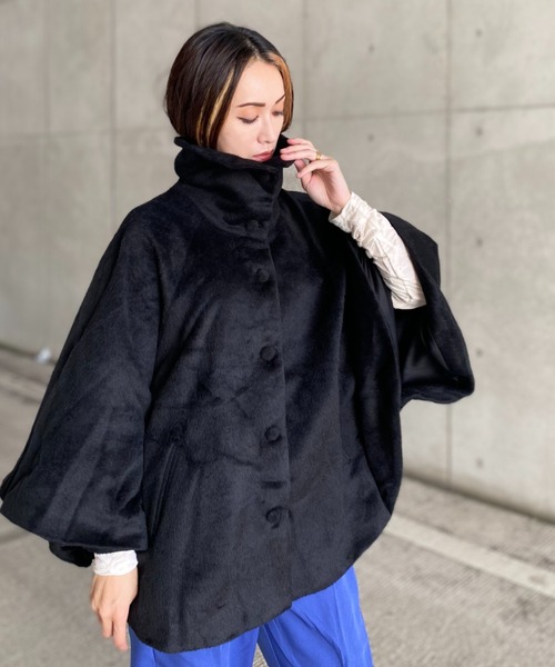 deux amour（ドゥーザムール）の「ポンチョコート（ポンチョ・レディース・ベージュ/グレー/ブラック・MEDIUM）」の8枚目の写真