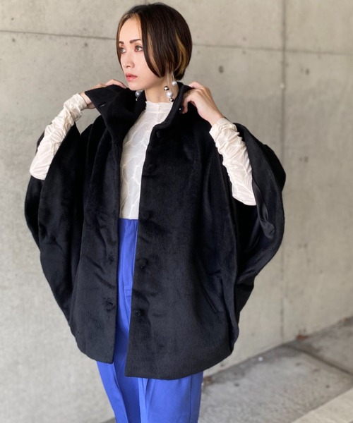 deux amour（ドゥーザムール）の「ポンチョコート（ポンチョ・レディース・ベージュ/グレー/ブラック・MEDIUM）」の10枚目の写真