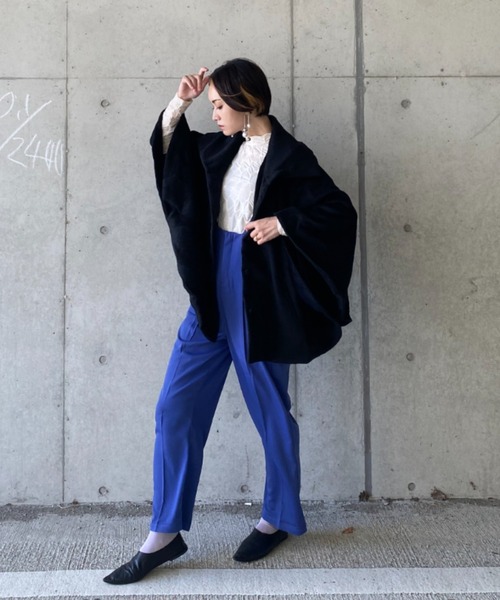 deux amour（ドゥーザムール）の「ポンチョコート（ポンチョ・レディース・ベージュ/グレー/ブラック・MEDIUM）」の21枚目の写真