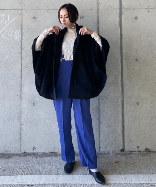 deux amour（ドゥーザムール）の「ポンチョコート（ポンチョ・レディース・ベージュ/グレー/ブラック・MEDIUM）」の18枚目の写真