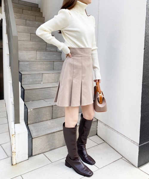 one after another NICE CLAUP(ワンアフターアナザーナイスクラップ)の「着ぶくれしないニット素材!バックレースアップリブニットトップス(ニット/セーター・レディース・ブラック/グレー/オフホワイト/ピンク系その他・FREE)」の7枚目の写真