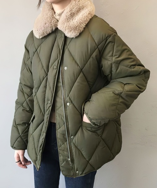 me+em select（ミームセレクト）の「※※エコファー衿キルティングブルゾン（ブルゾン・レディース・カーキ/ブラウン/アイボリー/ブラック・FREE）」の22枚目の写真