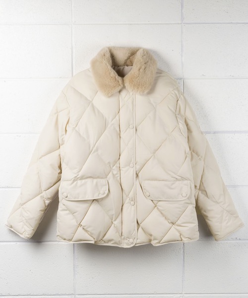 me+em select（ミームセレクト）の「※※エコファー衿キルティングブルゾン（ブルゾン・レディース・カーキ/ブラウン/アイボリー/ブラック・FREE）」の10枚目の写真