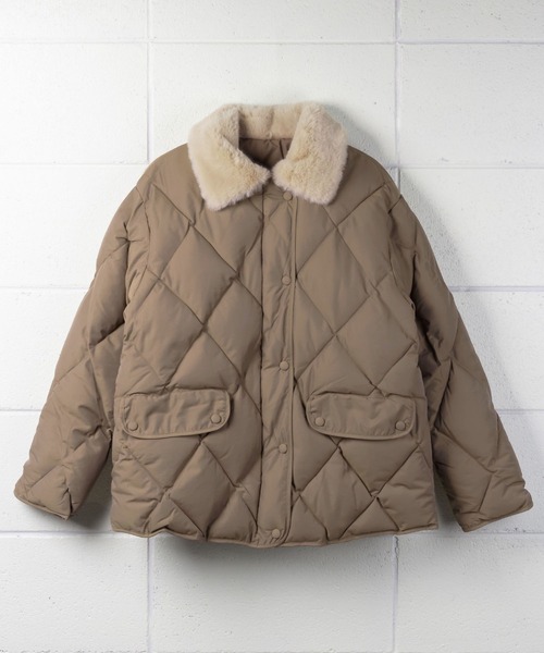 me+em select（ミームセレクト）の「※※エコファー衿キルティングブルゾン（ブルゾン・レディース・カーキ/ブラウン/アイボリー/ブラック・FREE）」の7枚目の写真