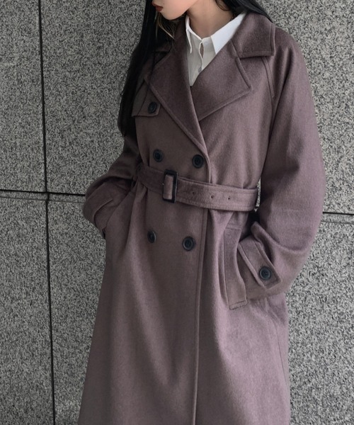 LVEU.（ラブユ.）の「【ORIGINAL】Wool trench coat / ウールトレンチコート（チェスターコート・レディース・ブラウン/ブラック/ダークブルー・FREE）」の21枚目の写真