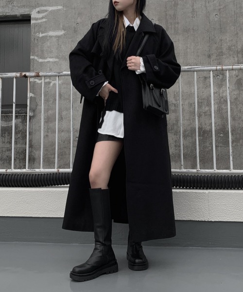 LVEU.（ラブユ.）の「【ORIGINAL】Wool trench coat / ウールトレンチコート（チェスターコート・レディース・ブラウン/ブラック/ダークブルー・FREE）」の6枚目の写真