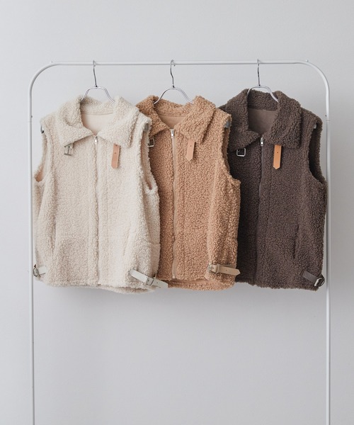 toucher du brise（トゥシェドブリーズ）の「【もこもこ暖か】リラックスボアベスト（その他アウター・レディース・ベージュ/グレー/オフホワイト・M）」の10枚目の写真