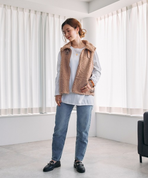 toucher du brise（トゥシェドブリーズ）の「【もこもこ暖か】リラックスボアベスト（その他アウター・レディース・ベージュ/グレー/オフホワイト・M）」の15枚目の写真