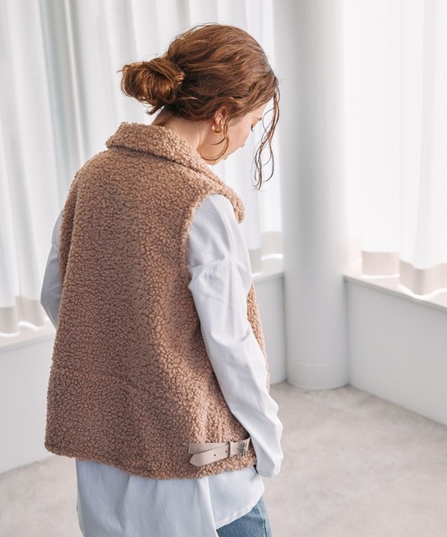 toucher du brise（トゥシェドブリーズ）の「【もこもこ暖か】リラックスボアベスト（その他アウター・レディース・ベージュ/グレー/オフホワイト・M）」の18枚目の写真