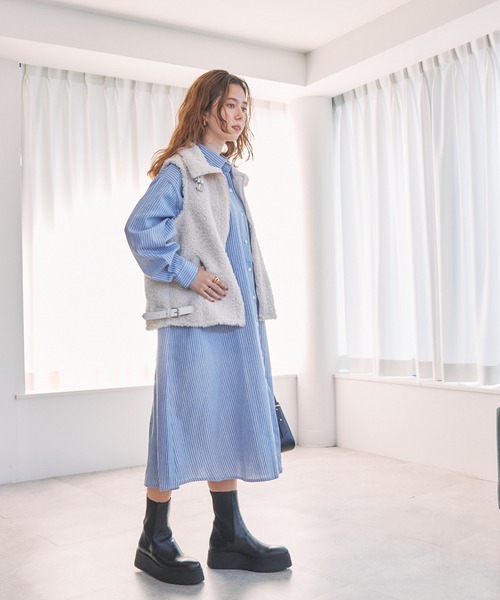 toucher du brise（トゥシェドブリーズ）の「【もこもこ暖か】リラックスボアベスト（その他アウター・レディース・ベージュ/グレー/オフホワイト・M）」の17枚目の写真