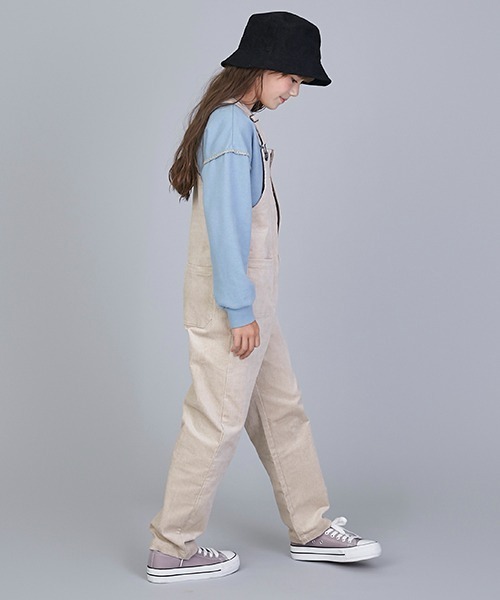 Lycee mine(リセマイン)の「【リンク】コーデュロイサロペット(サロペット/オーバーオール・キッズ・アイボリー/ターコイズブルー・M/S)」の4枚目の写真