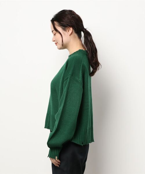 RETRO GIRL(レトロガール)の「アウトリッキングダメージニット(ニット/セーター・レディース・ダークブラウン/オレンジ/グリーン/ブラック系その他/ブルー・FREE)」の8枚目の写真