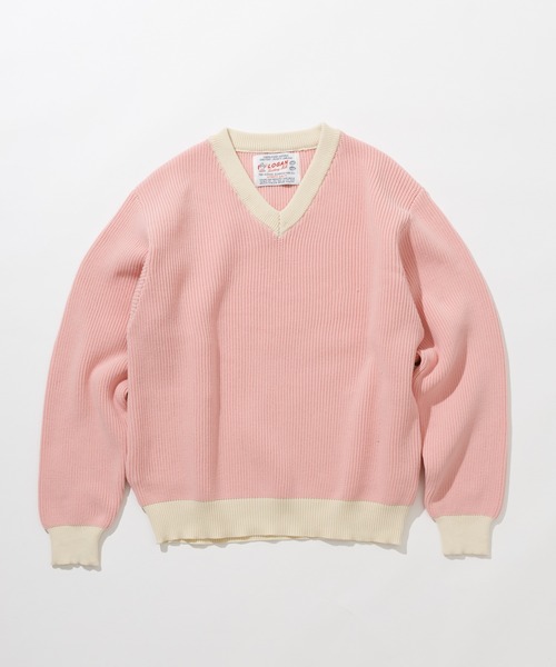 ADAM ET ROPE'(アダムエロペ)の「【LOGAN/ローガン 別注】カレッジニット Vネック オーバーシルエット/ワッペン付(ニット/セーター・メンズ・ホワイト/ピンク/ブルー系その他6・M/L)」の10枚目の写真
