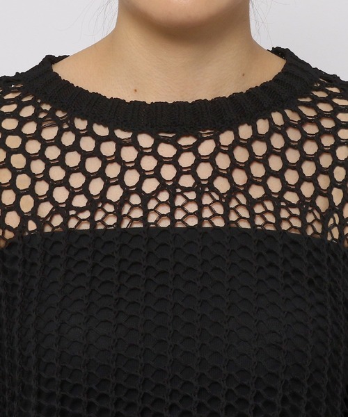 PAGEBOY(ページボーイ)の「パッチワークメッシュプルオーバー(ニット/セーター・レディース・オフホワイト/ブラック/ライム・FREE)」の16枚目の写真