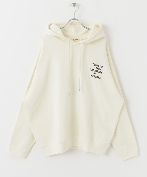 HEYUMM（ヘユム）の「裏毛チビロゴフーディー（スウェット・レディース・アイボリー/グリーン/チャコールグレー・ONE）」の7枚目の写真
