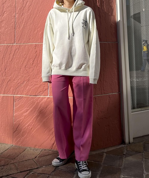 HEYUMM（ヘユム）の「裏毛チビロゴフーディー（スウェット・レディース・アイボリー/グリーン/チャコールグレー・ONE）」の14枚目の写真