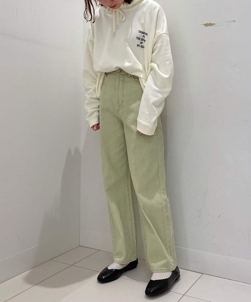 HEYUMM（ヘユム）の「裏毛チビロゴフーディー（スウェット・レディース・アイボリー/グリーン/チャコールグレー・ONE）」の17枚目の写真