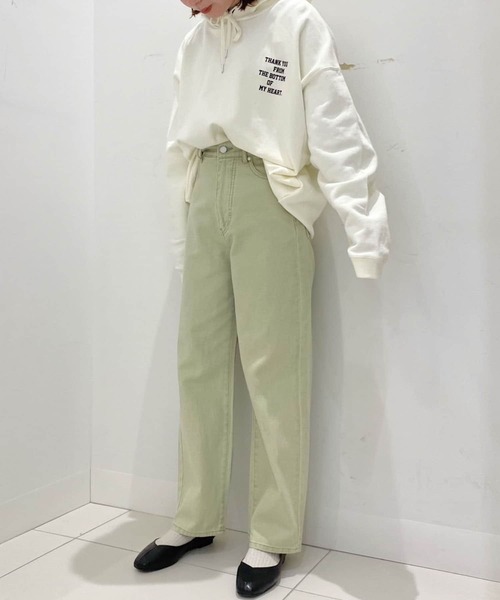 HEYUMM（ヘユム）の「裏毛チビロゴフーディー（スウェット・レディース・アイボリー/グリーン/チャコールグレー・ONE）」の18枚目の写真