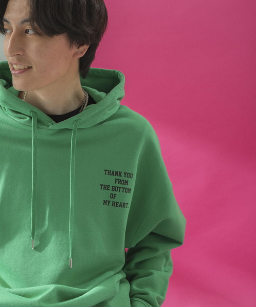 HEYUMM（ヘユム）の「裏毛チビロゴフーディー（スウェット・レディース・アイボリー/グリーン/チャコールグレー・ONE）」の19枚目の写真